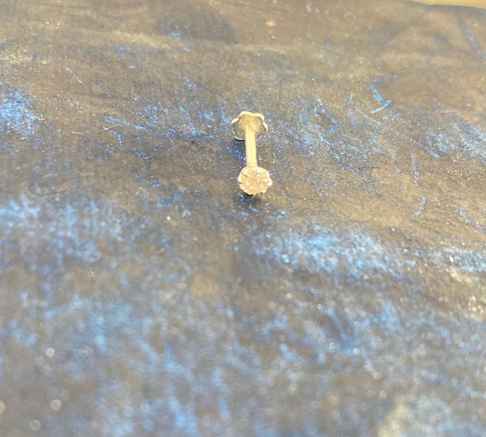 925 Silver Sterling (Chandi) Nose Pin with (3mm) white Zircon Stone