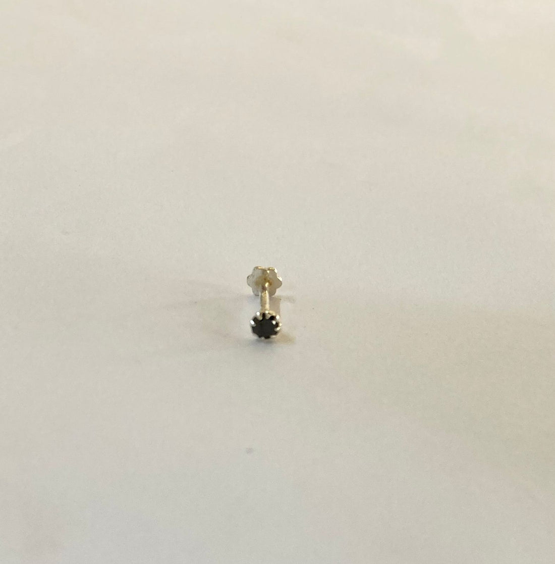 925 Silver Sterling (Chandi) Nose Pin with (3mm) Black Stone