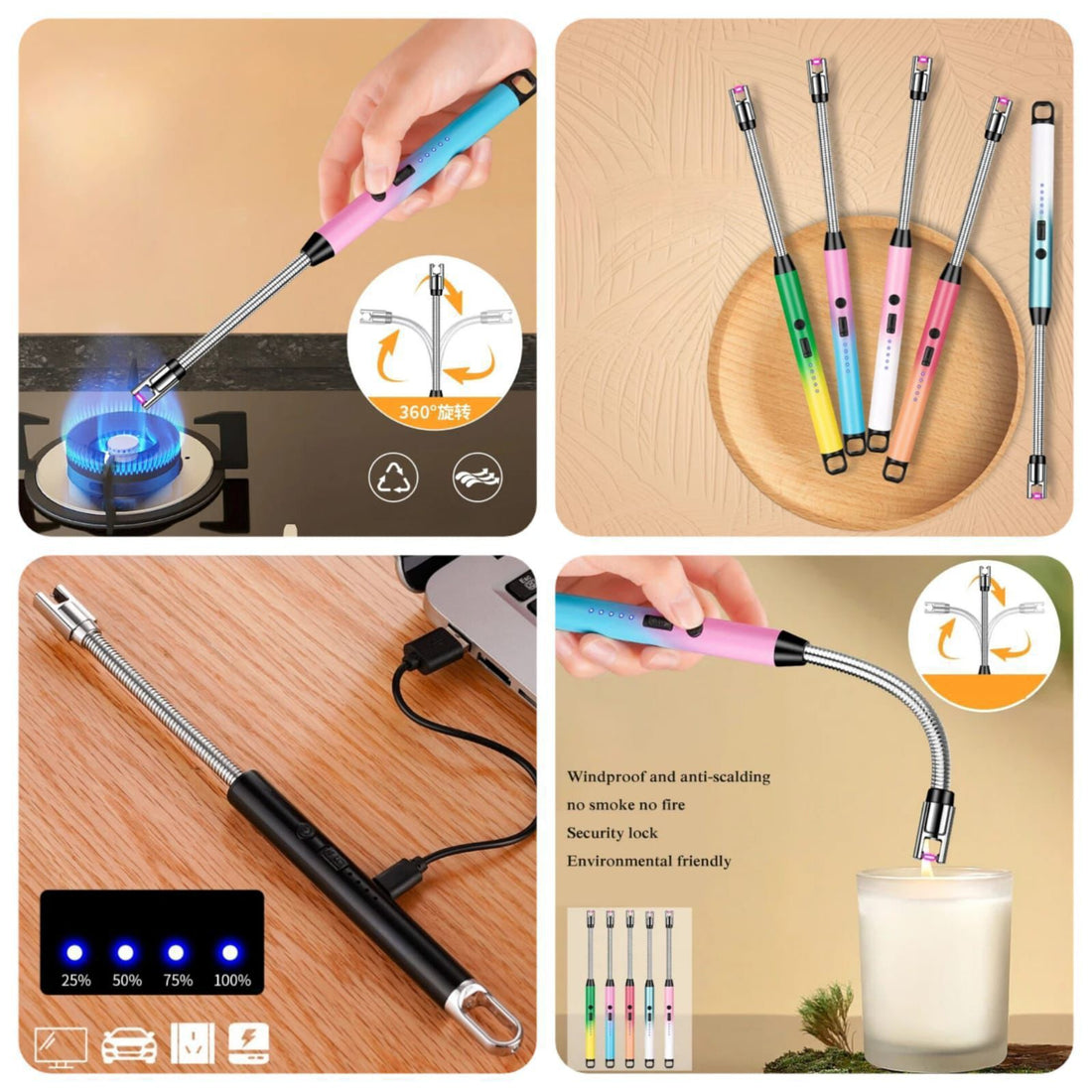 Rechargeable Arc Lighter Kit Type C Electric Lighter with Flexible Neck